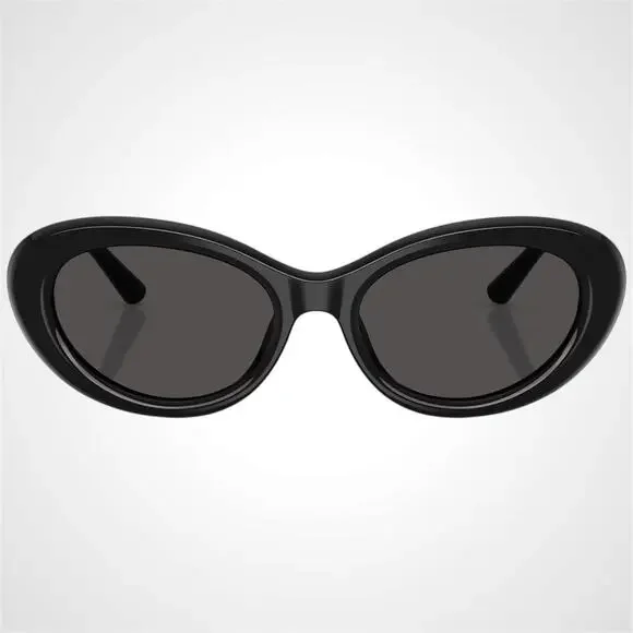 New Dolce & Gabbana Sunglasses Black Oval Cat Eye Gold Metal Logo 54-18 - Picture 2 of 6